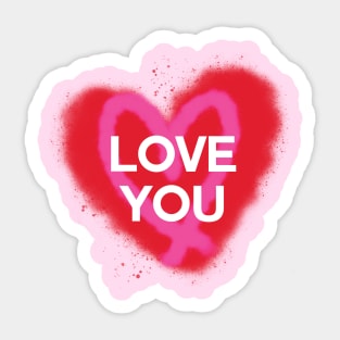 Red and Pink Graffiti Hearts Love You Sticker